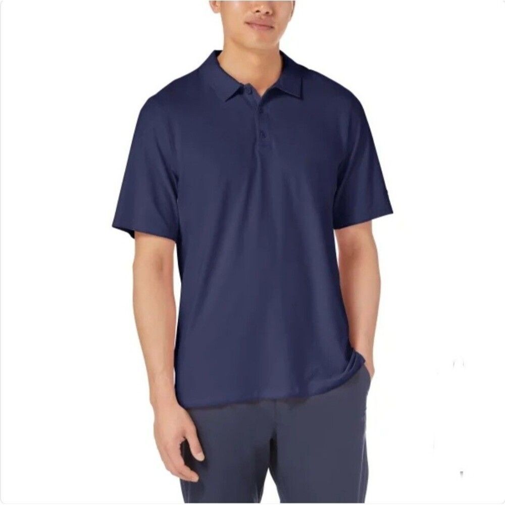 Kirkland Signature Men’s Performance Logo Polo Lightweight Blue Stretch Size M